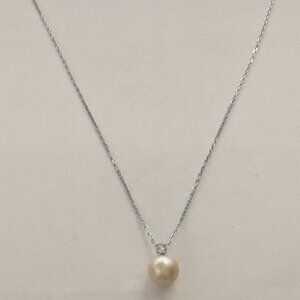 SWAROVSKI Faux Champagne Pearl Crystal Dainty Silver Tone Necklace